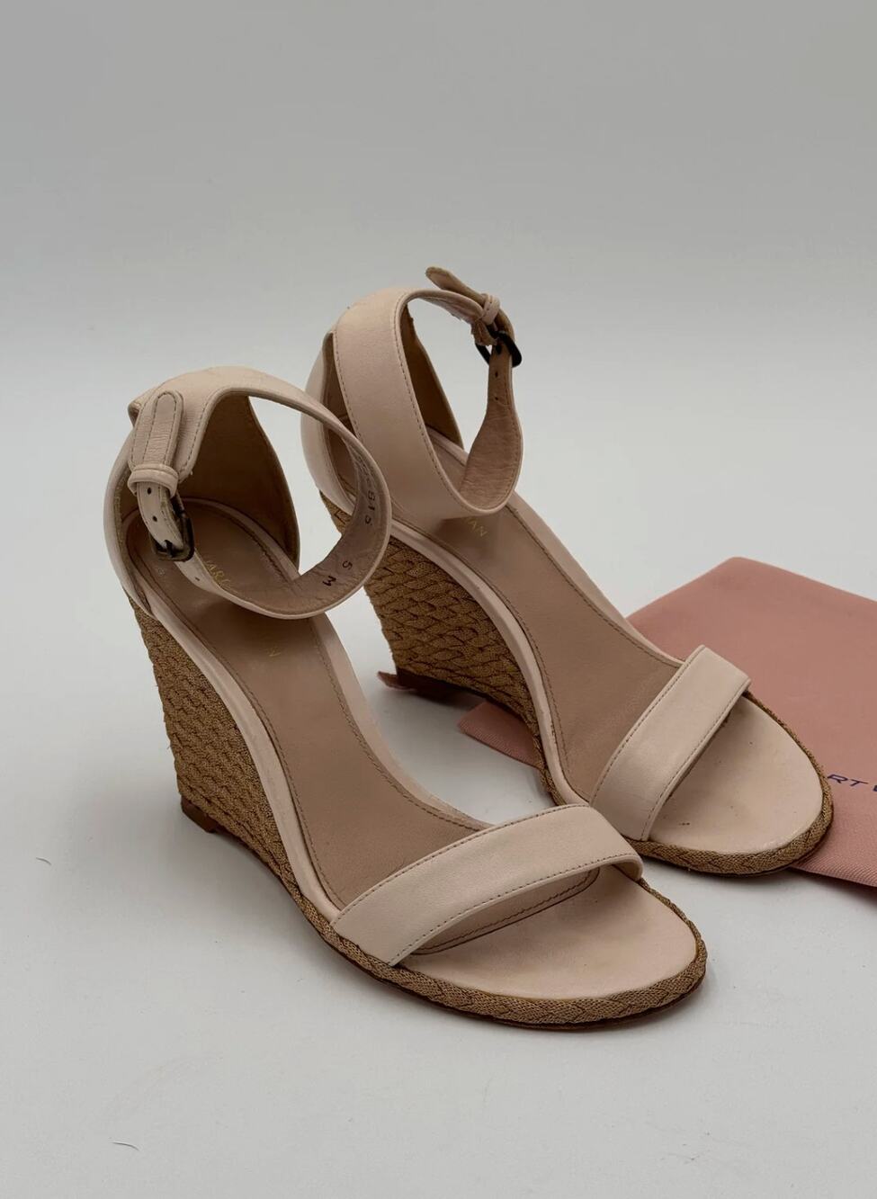 Stuart Weitzman Espadrille Wedge Sandals Shoes in Cream size 5